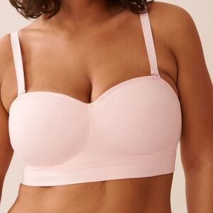 La Vie En Rose Light Pink Bandeau Bra Size Medium Wirefree Lounge Stretch
